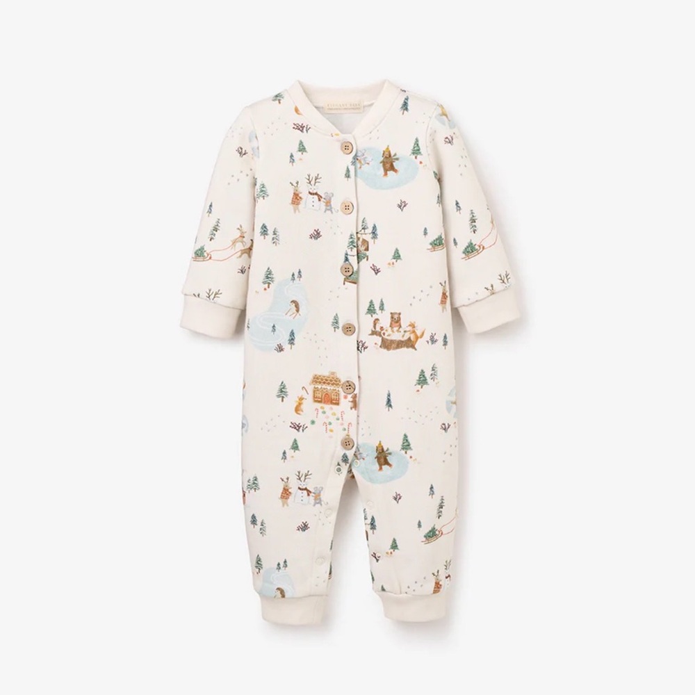 Elegant Baby Winter Whimsical Fleece Jumpsuit